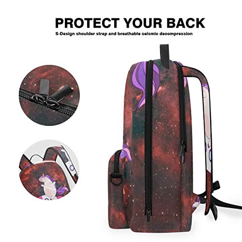 Red Rocket Unicorn Mochilas Escolar Impermeable Mochila Escolares Bolso con Mensajero para Estudiante Niñas Niños