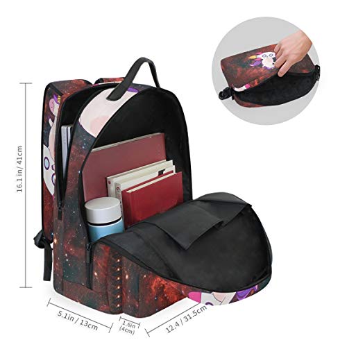 Red Rocket Unicorn Mochilas Escolar Impermeable Mochila Escolares Bolso con Mensajero para Estudiante Niñas Niños