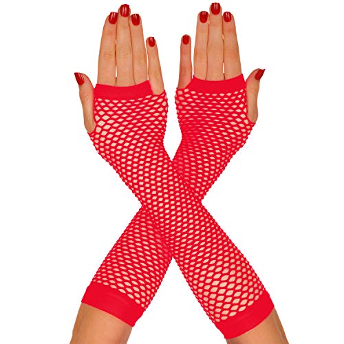 Redstar Fancy Dress - Pack de Fiesta - Tutú, Calentadores, Guantes, Collar, brazaletes de Goma y Pulseras - Neón - Rojo - 63 - 73 cm