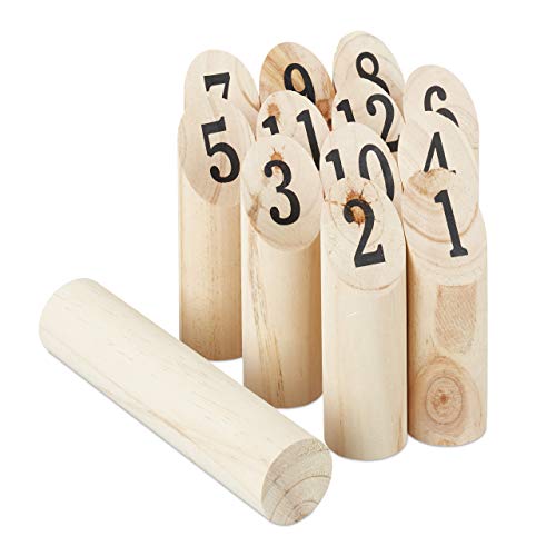 Relaxdays, Beige, 22,5 x 5 cm Bolos Kubb, Juego Vikingo de Exterior, Madera de Pino, Adultos Unisex