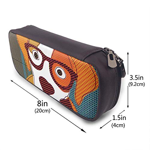 Retrato de perro Pappy en vidrio Patchwork PU cuero lápiz lápiz lápiz bolsa bolsa bolsa con cremallera suministros escolares para estudiante monedero monedero cosmético bolsa de maquillaje