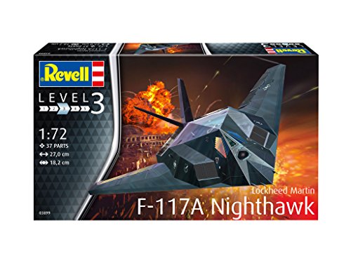 Revell-F-117 Stealth Fighter Maqueta Avión de Guerra, 10+ Años, Color Negro (03899)