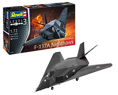 Revell-F-117 Stealth Fighter Maqueta Avión de Guerra, 10+ Años, Color Negro (03899)