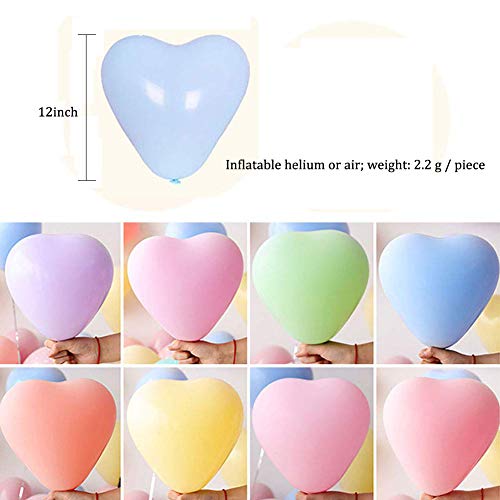 REYOK Macaron Globos de látex Pastel,100pcs Heart Shaped Candy Pastel Latex Balloons Globos con Bomba para Bodas, Fiestas, Propuestas, día de San Valentín, Navidad, Cumpleaños Decoraciones de Fiesta