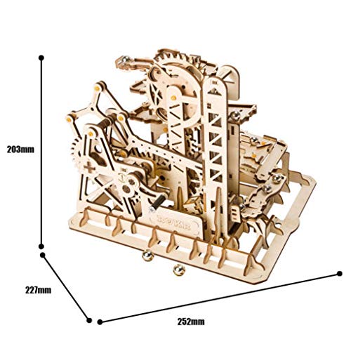 ROKR Marble Roller Coaster Clockwork Mechanical 3D Puzzle Game Woodcraft Kit Adulto Craft Set Puzzle Present (Torre Coaster)