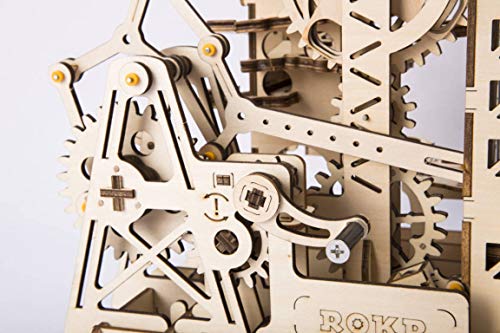 ROKR Marble Roller Coaster Clockwork Mechanical 3D Puzzle Game Woodcraft Kit Adulto Craft Set Puzzle Present (Torre Coaster)