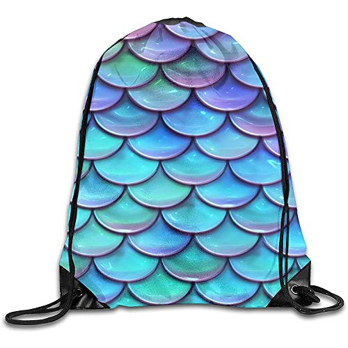 Roman Lin Mochilas De Cordones,Bolsa De Gimnasio,Mochila De Alpinismo,Drawstring Bolso,Sparkling Mermaid Scales Adult Sport Gym School Travel Cinch Pack,String Pull Bag