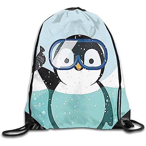 Roman Lin Mochilas De Cordones,Mochila De Alpinismo,Bolsa De Gimnasio,Drawstring Bolso,Diving Penguin Sport para Adultos Gimnasio School Travel String Pull Bag,Cinch Pack