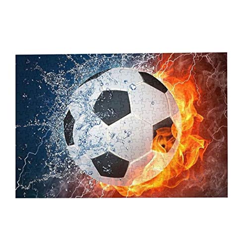 Rompecabezas de Imagen de fútbol de Agua fría, Fuego, 300 Piezas, para Adultos y niños, Juego de Cerebro, Pintura, Lienzo, Arte de Pared, decoración, Regalo, decoración del hogar, 15x10.2 (Pulgadas)