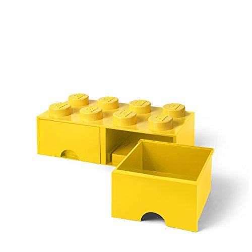 Room Copenhagen-40061732 Caja de Almacenaje Apilable, Ladrillo 8 pomos, 2 Cajones, 9.4 l, color amarillo (yellow), 50 x 25 x 18 cm (40061732)