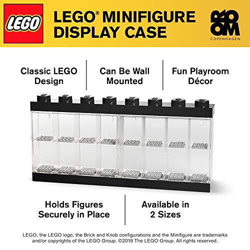 Room Copenhagen Caja expositora para 16 Minifiguras de Lego, Contenedor apilable para Pared o Escritorio, Negra, Grande