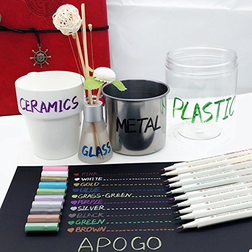 Rotuladores Metálicos, 10 Colores Bolígrafo Metálicos para DIY Álbum de Fotos, Libro de Firmas Boda, Scrapbooking, Caja de Regalo, Cartulina, Personalizar un Regalo de Cumpleaños, Papeleria Bonita