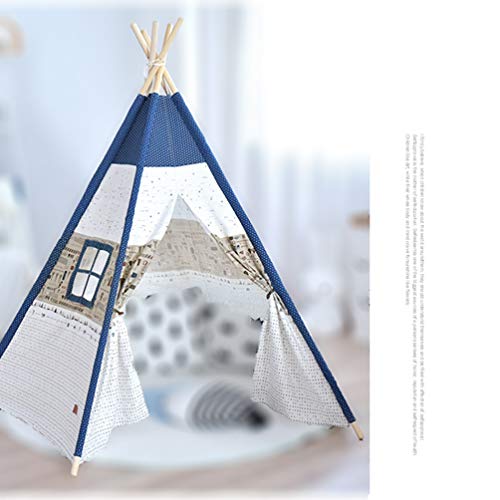 RSTJ-Sjap Kids Teepee, Carpa De Juegos Plegable, Casa De Princesa, Casa De Muñecas De Cinco Esquinas, Se Puede Usar En Interiores Y Exteriores,Five Corners (Blue Side up)