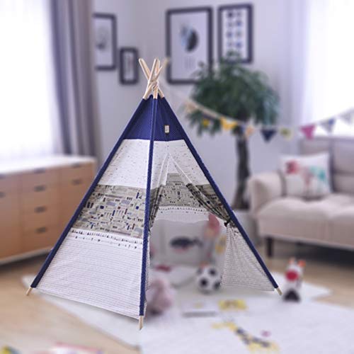 RSTJ-Sjap Kids Teepee, Carpa De Juegos Plegable, Casa De Princesa, Casa De Muñecas De Cinco Esquinas, Se Puede Usar En Interiores Y Exteriores,Five Corners (Blue Side up)