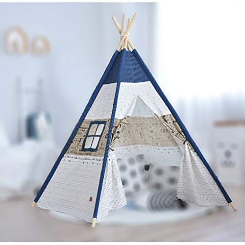 RSTJ-Sjap Kids Teepee, Carpa De Juegos Plegable, Casa De Princesa, Casa De Muñecas De Cinco Esquinas, Se Puede Usar En Interiores Y Exteriores,Five Corners (Blue Side up)