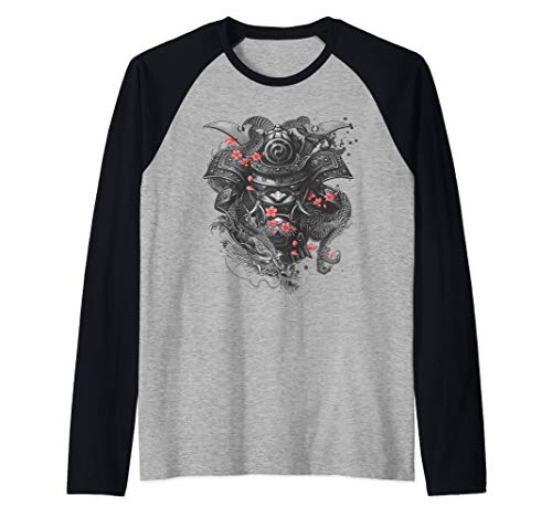 Samurai Warrior Japanese Bushido Dragon Knight Regalo Camiseta Manga Raglan