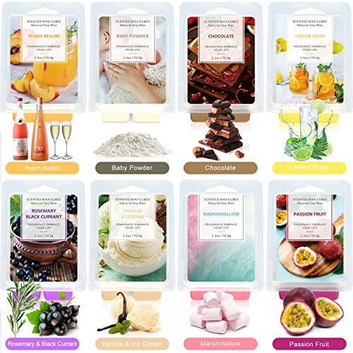 SCENTORINI Ceras Perfumadas para Derretir Aromáticos Fragancias, 100% Cera de Soja para Refresco, 70.9 g x 8