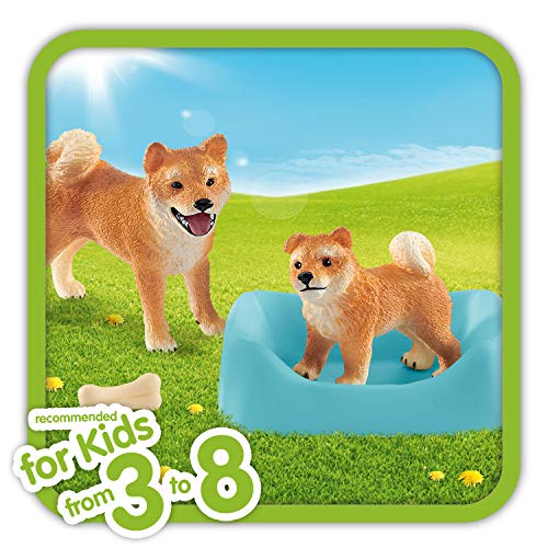 Schleich- Figura Perro Shiba Inu con su Cachorro, 4,50 cm.