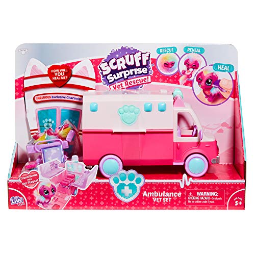 Scruff-a-Luvs- Scruff Surprise Vet Rescue - Juego de Ambulancia Coleccionable (Moose Toys 30066)