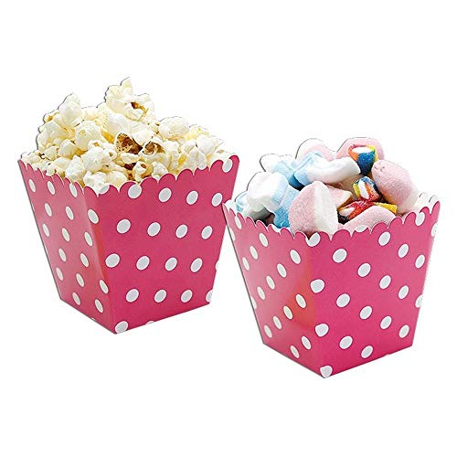 Set 6 Sweet Box Cesti Per Pop Corn E Caramelle In Cartoncino Fuxia Pois