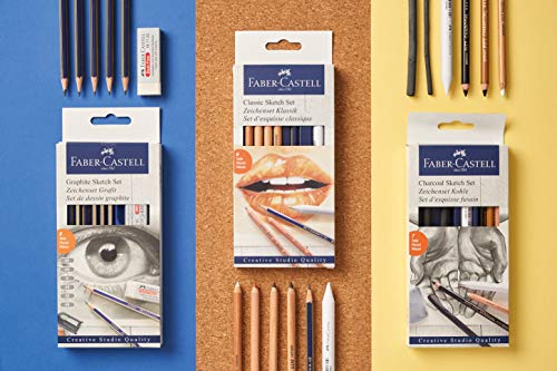 Set grafito Creative Studio con 6 lápices Goldfaber, 2H, HB, B, 2B, 4B, 6B + afilalápices y goma