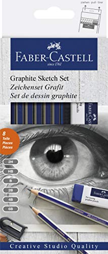 Set grafito Creative Studio con 6 lápices Goldfaber, 2H, HB, B, 2B, 4B, 6B + afilalápices y goma