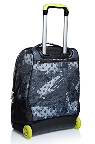 Seven Fly Stars - Mochila con ruedas, color gris, 2 en 1, con sistema Cross-Over System, para escuela y viajes