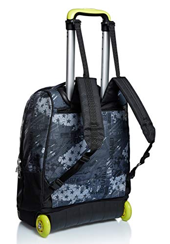 Seven Fly Stars - Mochila con ruedas, color gris, 2 en 1, con sistema Cross-Over System, para escuela y viajes