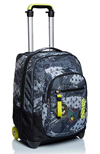 Seven Fly Stars - Mochila con ruedas, color gris, 2 en 1, con sistema Cross-Over System, para escuela y viajes