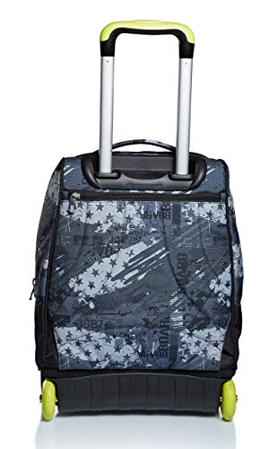 Seven Fly Stars - Mochila con ruedas, color gris, 2 en 1, con sistema Cross-Over System, para escuela y viajes