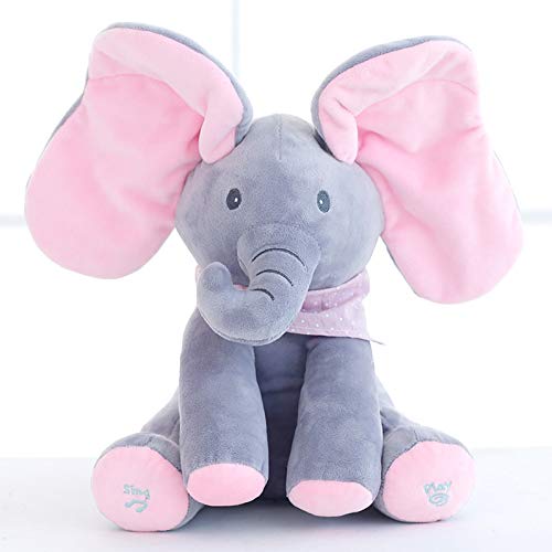 Shhjjyp Elefante De Peluche De Juguete Música Elefante del Juguete De Felpa para Niño Jugar Al Escondite Elefante Juguetes -Rosáceo Gris,Rosado