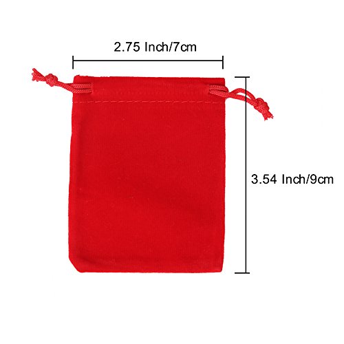 Shintop 10 bolsas de terciopelo con cordón, bolsas de terciopelo para embalaje de regalo de joyería (rojo)