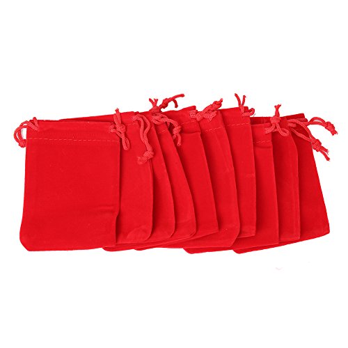 Shintop 10 bolsas de terciopelo con cordón, bolsas de terciopelo para embalaje de regalo de joyería (rojo)