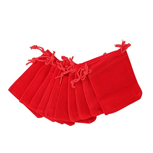 Shintop 10 bolsas de terciopelo con cordón, bolsas de terciopelo para embalaje de regalo de joyería (rojo)