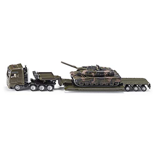 siku 1872 Camión de plataforma baja con tanque y set de pegatinas, Semirremolque desmontable, 1:87, Metal/Plástico, Verde