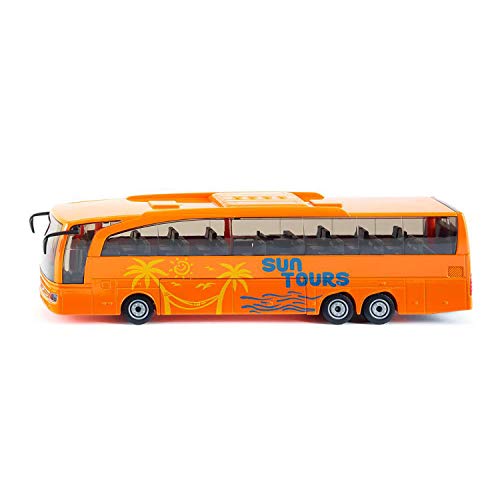 siku 3738 Autocar Mercedes-Benz Travego, Puertas y maletero funcionales, 1:50, Metal/Plástico, Naranja