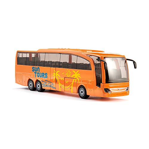 siku 3738 Autocar Mercedes-Benz Travego, Puertas y maletero funcionales, 1:50, Metal/Plástico, Naranja