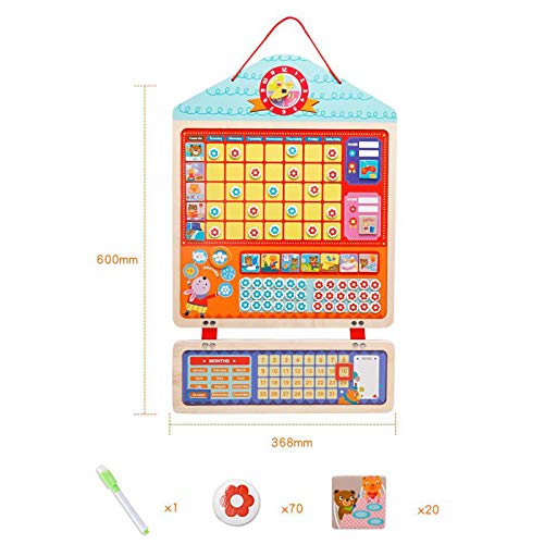 SM SunniMix Calendario de la Tabla de Actividad de la recompensa magnética de Madera para niños, Tabla de la Rutina Diaria de los niños, Incluye 70 Flores de