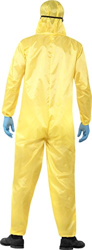 Smiffy's-20498XL Miffy Licenciado Oficialmente Disfraz de Breaking Bad, Amarillo, con Buzo de protección, máscara, Guantes y PE, Color, XL-Tamaño 46"-48" (20498XL)