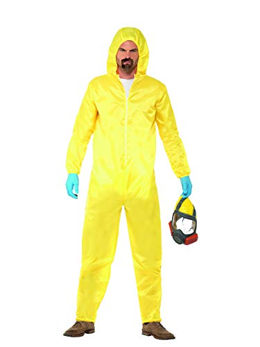 Smiffy's-20498XL Miffy Licenciado Oficialmente Disfraz de Breaking Bad, Amarillo, con Buzo de protección, máscara, Guantes y PE, Color, XL-Tamaño 46"-48" (20498XL)