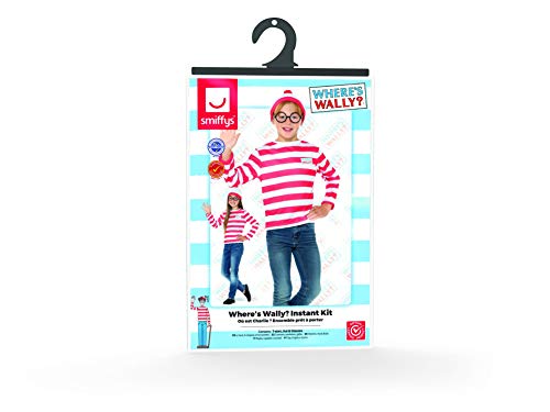 Smiffys 41515T Producto oficial de ¿Dónde está Wally? Kit instantáneo, rojo y blanco para chicos preadolescentes a partir de 12 años de edad