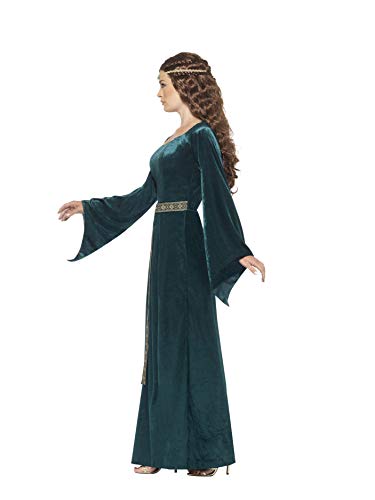 Smiffy'S 45497L Disfraz De Doncella Medieval Con Vestido Y Diadema, Verde, L - Eu Tamaño 44-46