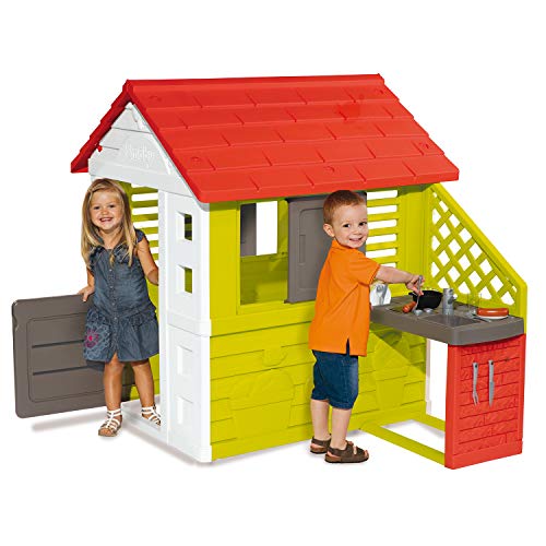 Smoby Nature II - Casa Infantil con Cocina y Accesorios, Color Verde (810713)