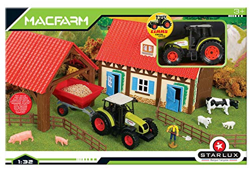 STARLUX Starluxx –  – Paquete de Regalo, Completo Granja con Tractor claas y Accesorios