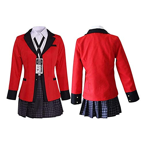 starte Jabami Yumeko Cosplay Kakegurui Traje De Disfraz De Anime para Mujeres Adultas Escuela JK Uniforme Falda Plisada Roja