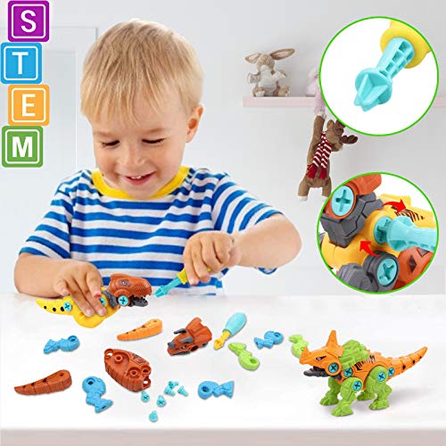 STAY GENT Desmonta Dinosaurio Juguetes con Taladro para Chicos, 4 Piezas Juguete de Construcción Puzzle Dinosaurios con Destornilladores Stem Regalos de Aprendizaje para Niños Niñas de 3 4 5 6 7 Años