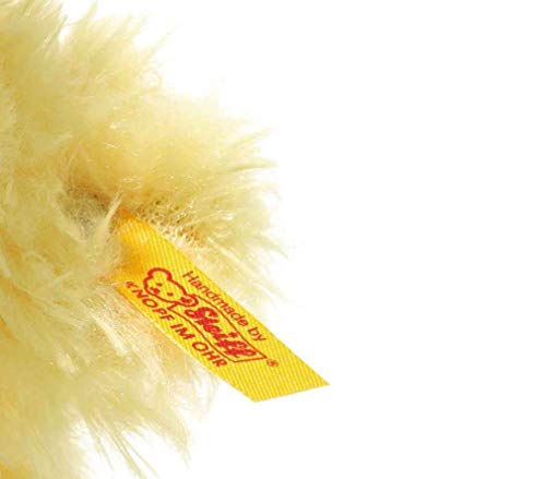 Steiff- Soft Cuddly Friend Original Pipsy-Pollito Aprox. 14 cm. Peluche de la Marca botón en la Oreja. para bebés Desde el Nacimiento, Color Amarillo (073892)