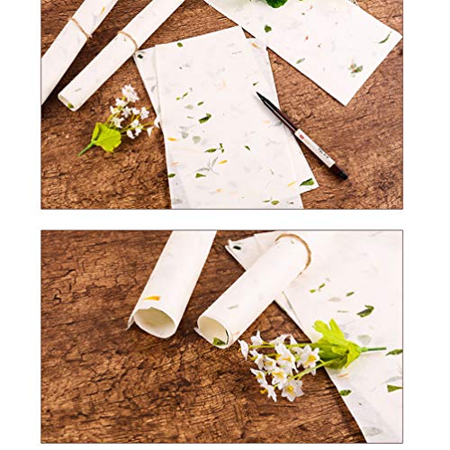 STOBOK 40 Piezas de Papel de Caligrafía China Cepillo de Planta Natural Papel de Arroz Artesanal Tejido Hecho a Mano Papel de Morera Papel Xuan Papel de Carta