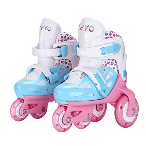 Sumeber Patines en línea para niños, línea tridimensional con longitud variable para niños y niñas, para exteriores e interiores, Niños Niñas infantil, azul, S(31-34)