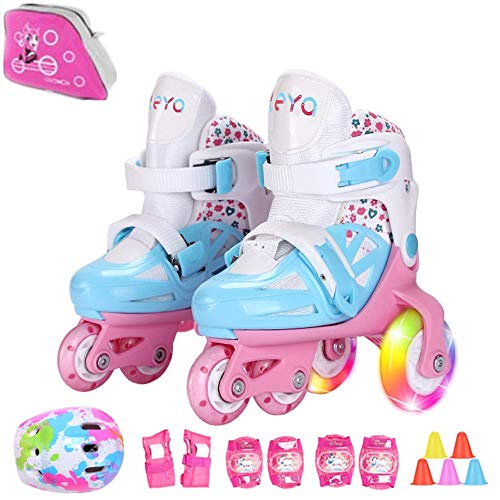 Sumeber Patines en línea para niños, línea tridimensional con longitud variable para niños y niñas, para exteriores e interiores, Niños Niñas infantil, azul, S(31-34)